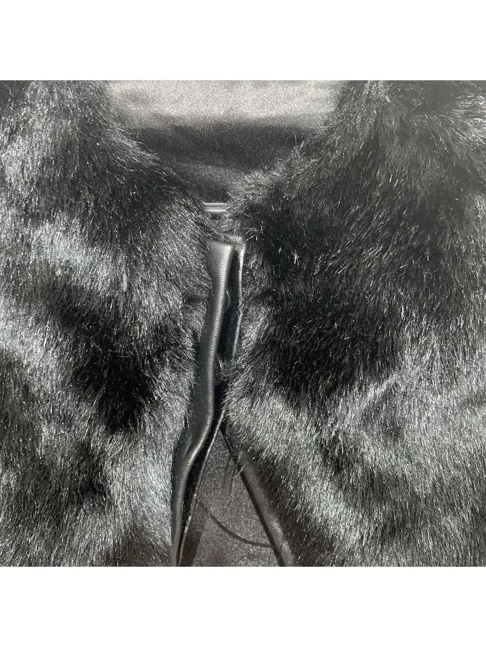 Kardashian Kids Faux Fur Capelet Girls Black Plush Formal Shrug Wrap Button Fron